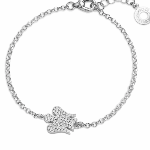 Bracciale Con Angelo Double Face In Argento E Zirconi Bianchi Roberto Giannotti | GIA340