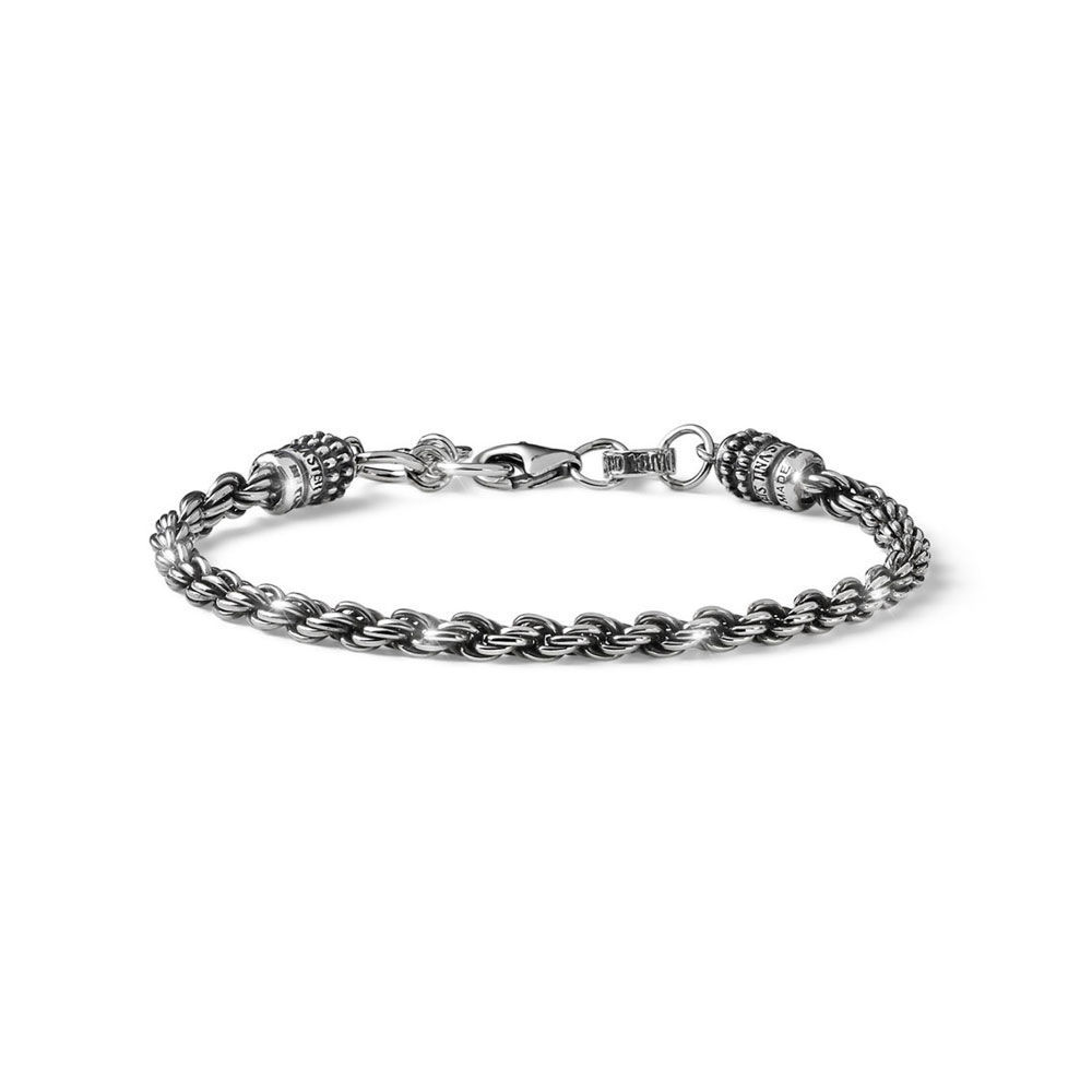 Bracciale Uomo Torchon In Argento Brunito Sottile Mariacristinasterling |  G3496