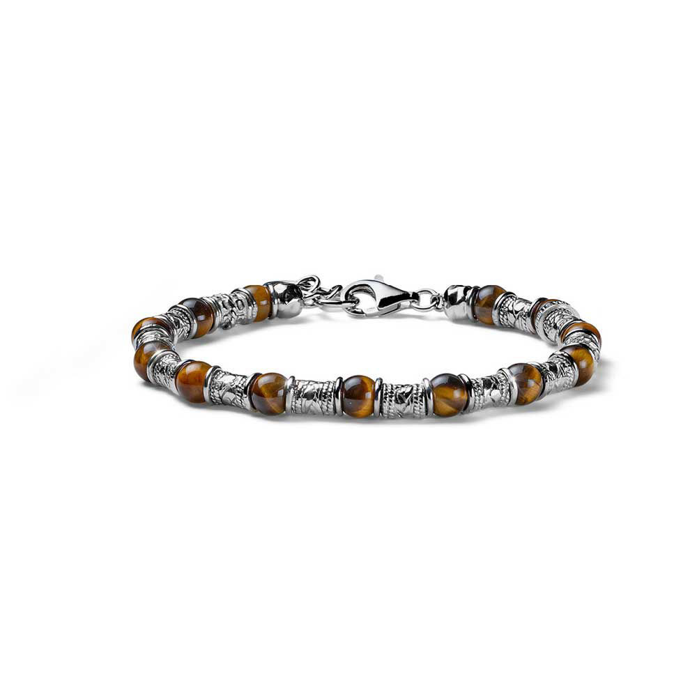 Bracciale Uomo Occhio Di Tigre E Barilotti Argento Mariacristinasterling | G4548