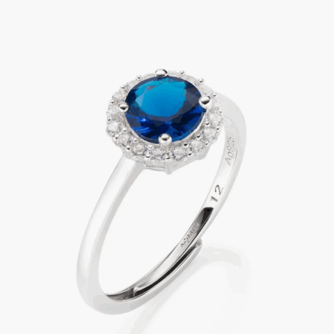 Anello regolabile  Diamond con Zircone tondo Blu Amen | RLUBOBBBLZ2
