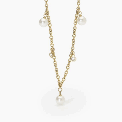 Girocollo In Acciaio PVD giallo Con Perle E Cristalli 2Jewels | 251896