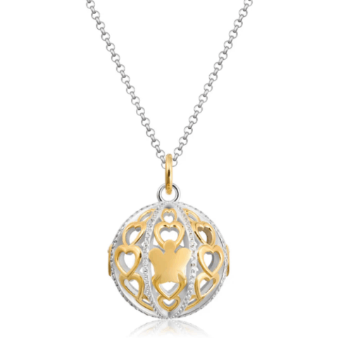 Collana Donna Chiama Angeli Dorato Cuori E Zirconi |  SFA160