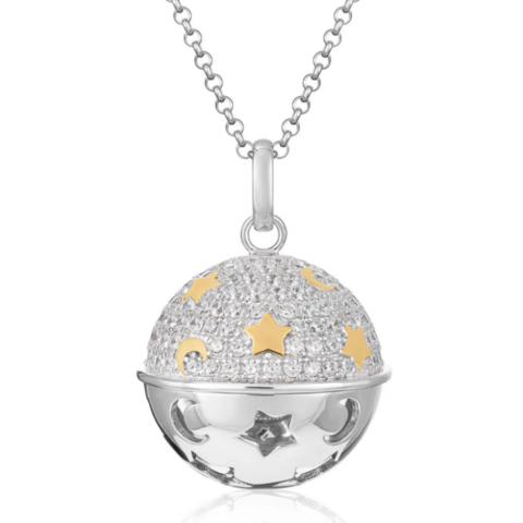 Collana Donna Chiama Angeli In Argento Bianco E Giallo E Zirconi | SFA146