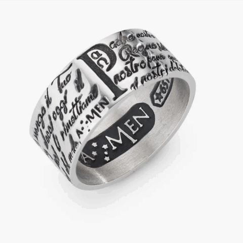 Anello Padre Nostro  Italiano Corsivo Gioielli Amen | ANPNB