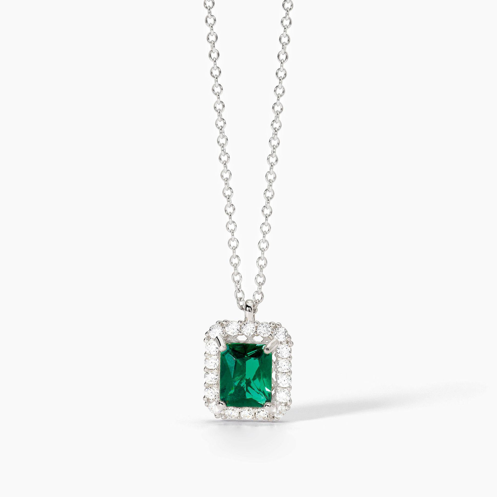 Girocollo Con Smeraldo Sintetico E Zirconi Gioielli Mabina | 553735