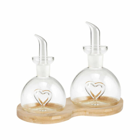 Menage Olio/Aceto Love Vetro Con Base In Bamboo Naturale Brandani | 52244