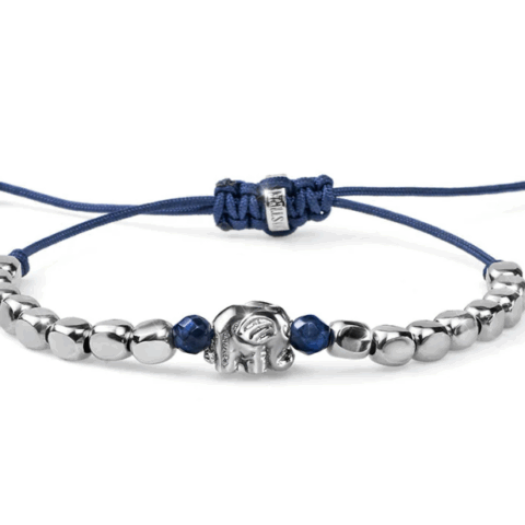 Bracciale Uomo Elefante Argento Con Cordino Regolabile Blu E Ciondolo Mariacristinasterling | G2680