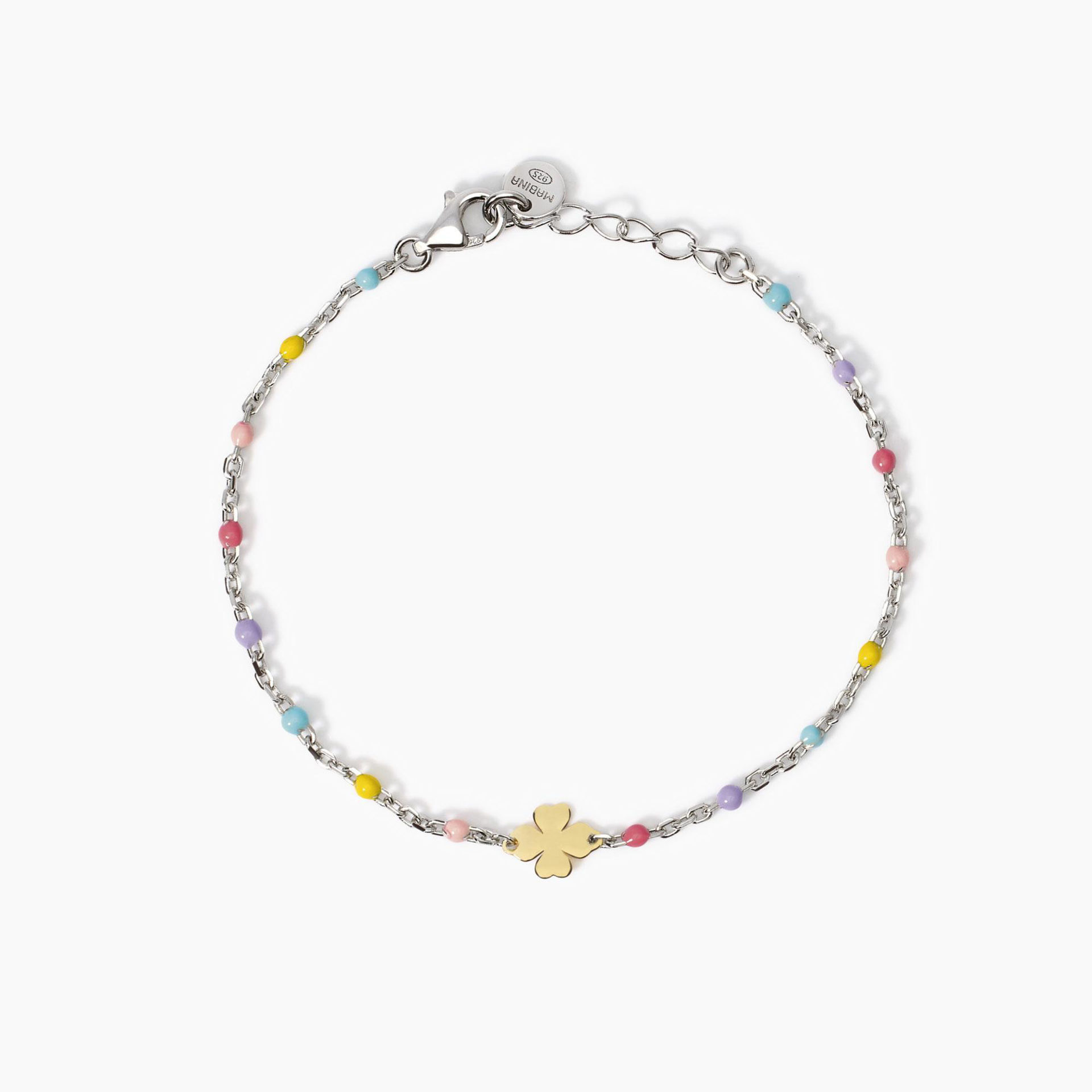 Bracciale Bambina Multicolor Con Quadrifoglio Oro 9KT Gioielli Mabina | 534034
