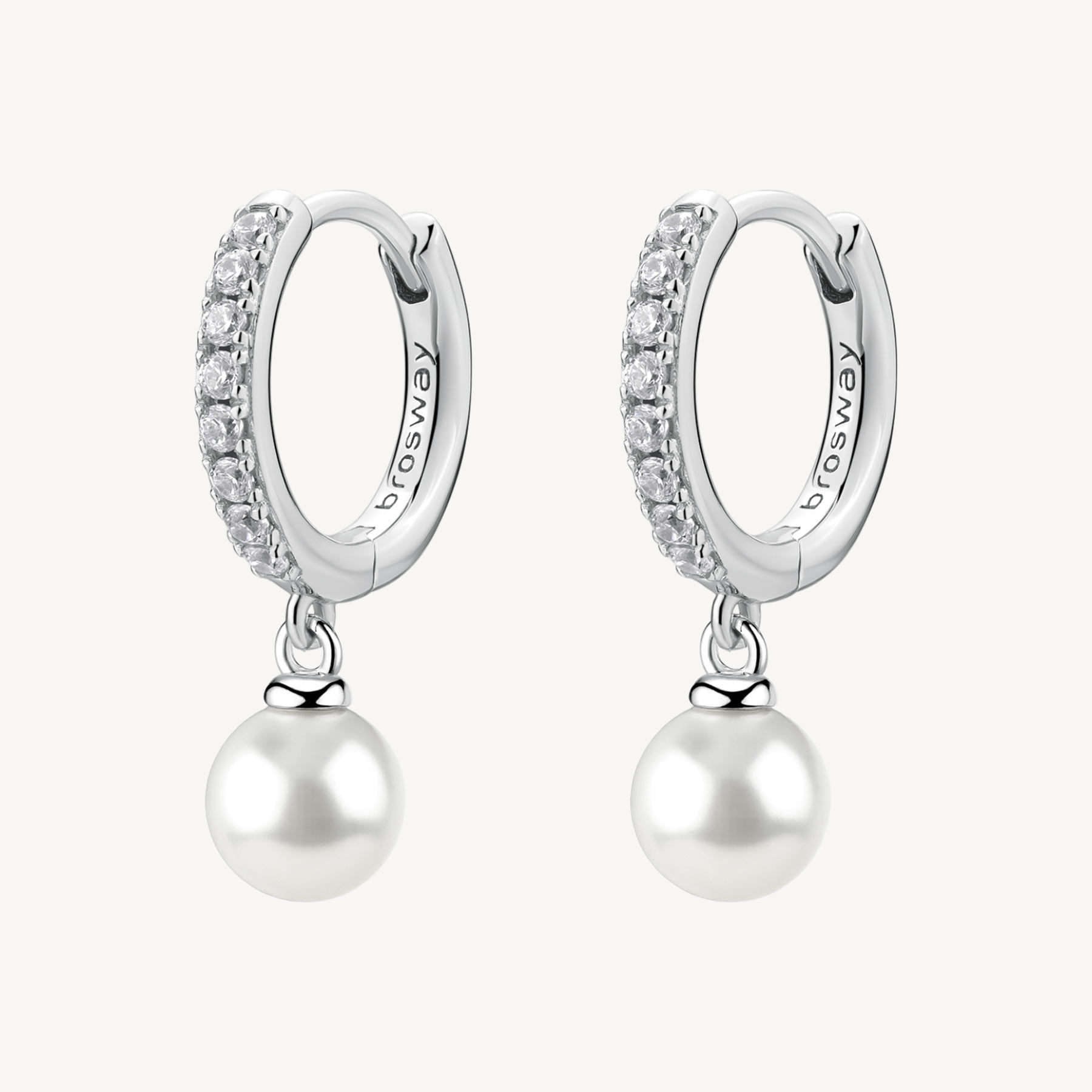 Orecchini A Cerchio Con Pendente Perla Infinite White Gioielli Brosway Fancy | FIW144