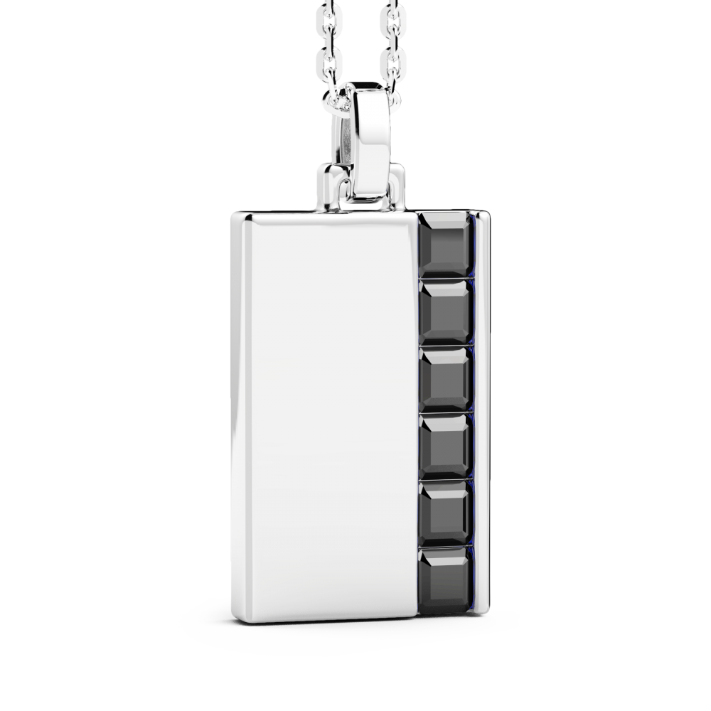 Collana Uomo In Argento Con Pendente A Piastra E Pietre Naturali Nere Gioielli Zancan | ESC166-NE