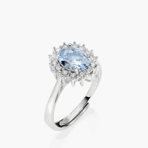 Anello Adattabile Royal Lady Acquamarina Con Amen |  ANLDGBBAC3