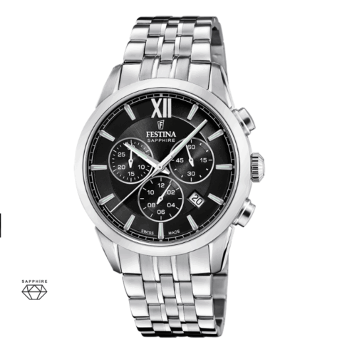 Festina Orologio Cronografo Uomo Al Quarzo, Cinturino In Pelle, Cassa Acciaio Inossidabile, F16870/4