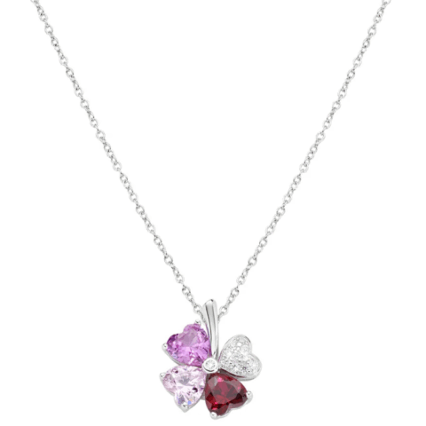 Collana Donna Quadricuore Fucsia Multicolor Gioielli Amen | CLPQUBMFU