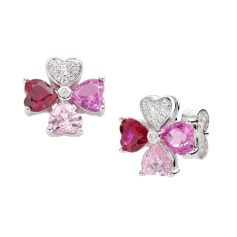 Orecchini Quadricuore In Argento Fucsia Multicolor Gioielli Amen | EQUSBMFU