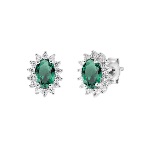 Orecchini Royal Lady Mini con Zircone Verde Amen | ORLDPBBVE