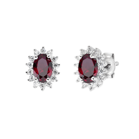 Orecchini Royal Lady Mini con Zircone Rosso Amen | ORLDPBBR