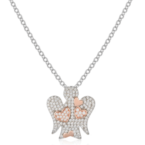 Collana In Argento Con Angelo Cuori E Zirconi Roberto Giannotti | GIA357